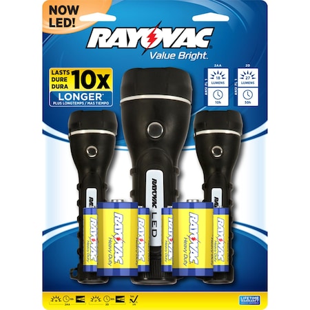 Rayovac Value Bright Black LED Flashlight BER2AA2D-B3TA